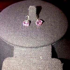 SILBERDREAM 925 Sterling Silver Pink Zirconia Round Cut Stud Earrings